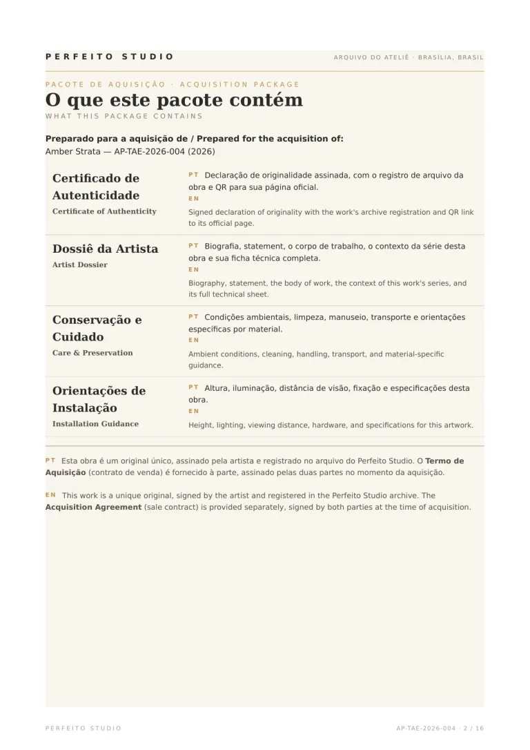 Certificate of Authenticity — Amber Strata, Perfeito Studio