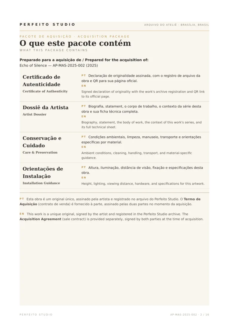 Certificate of Authenticity — Echo of Silence, Perfeito Studio
