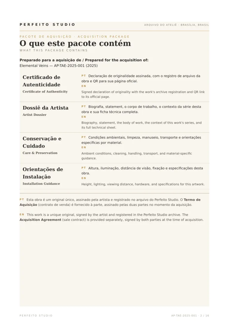 Certificate of Authenticity — Elemental Veins, Perfeito Studio