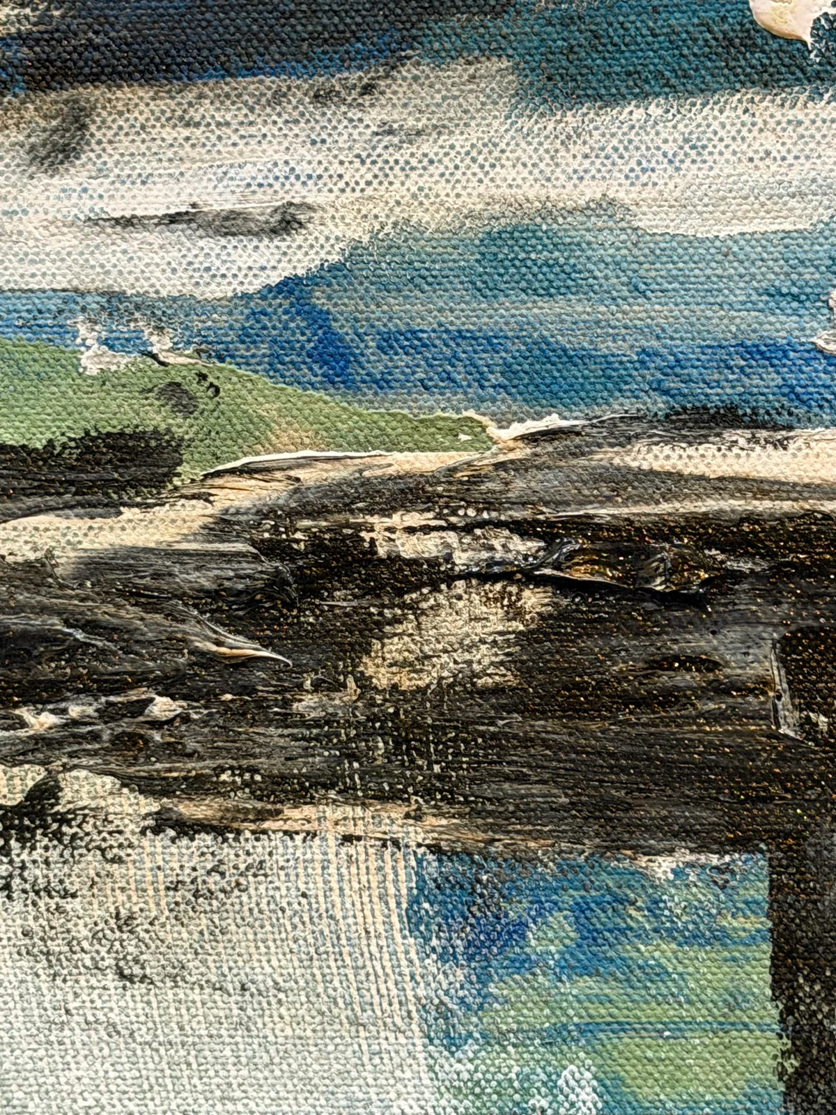Surface detail — Patina Field by Alyne Perfeito, 100 x 100 cm (39.4 x 39.4 in)