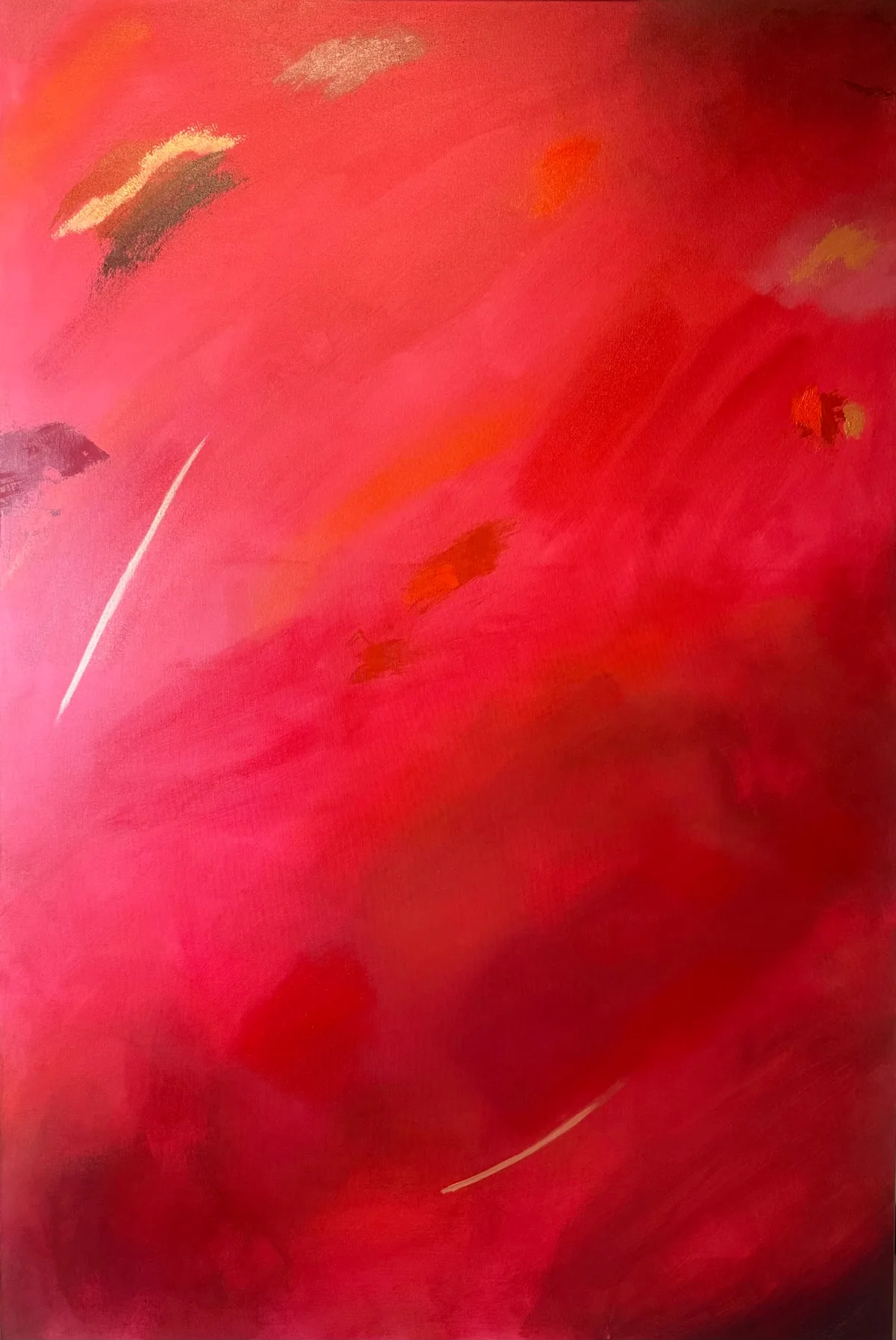 Fire of Devotion — original mixed-media artwork by Alyne Perfeito, 100 x 150 cm (39.4 x 59.1 in), Heart of Chaos series, 2026