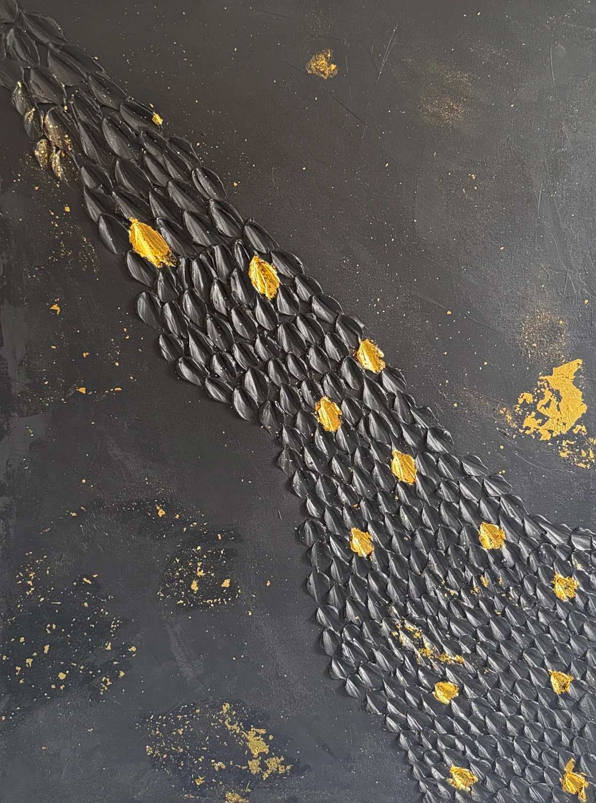 Golden Passage — original artwork by Alyne Perfeito, 60 x 80 cm (23.6 x 31.5 in), Black & Gold series
