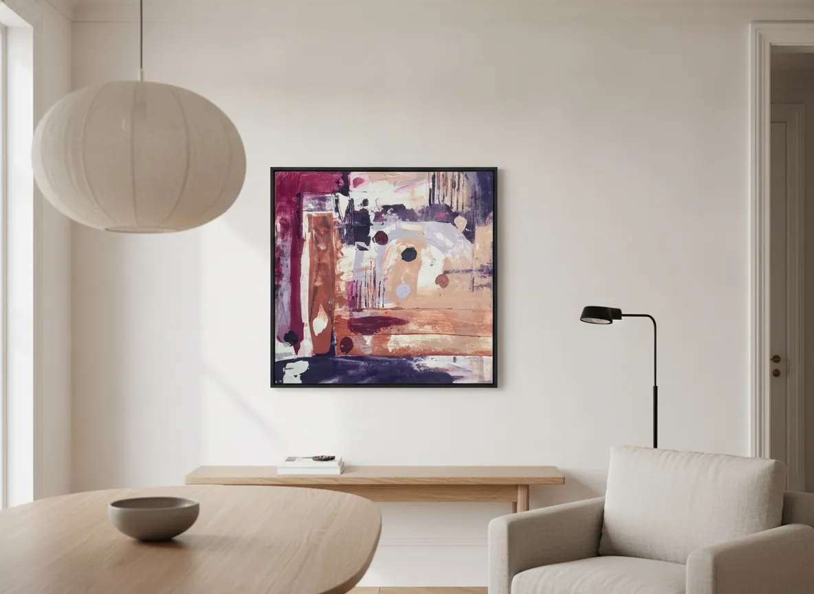 Amethyst Ground (100 x 100 cm), técnica mista com acrílica sobre tela — Alyne Perfeito, Perfeito Studio