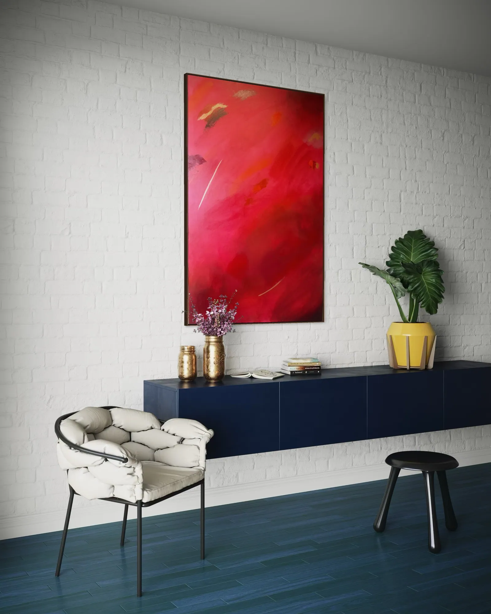 Fire of Devotion (100 x 150 cm), acrylic on canvas, in situ — Alyne Perfeito, Perfeito Studio