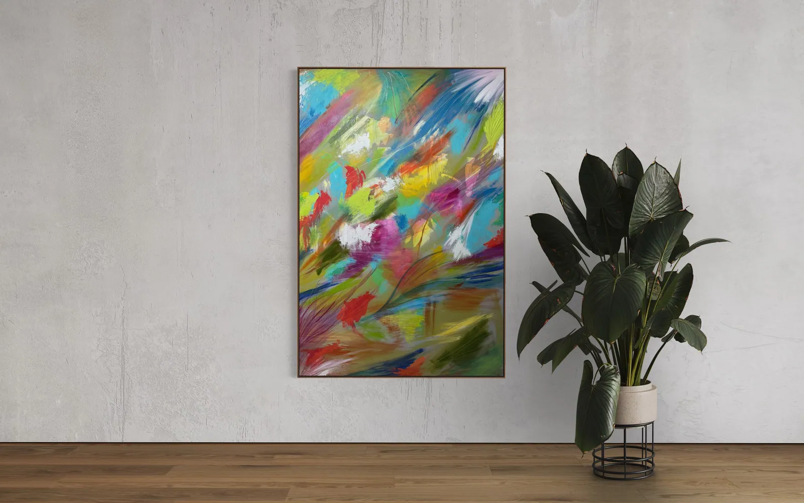 Vibrant Awakening (100 × 150 cm), acrílica sobre tela — Alyne Perfeito, Perfeito Studio