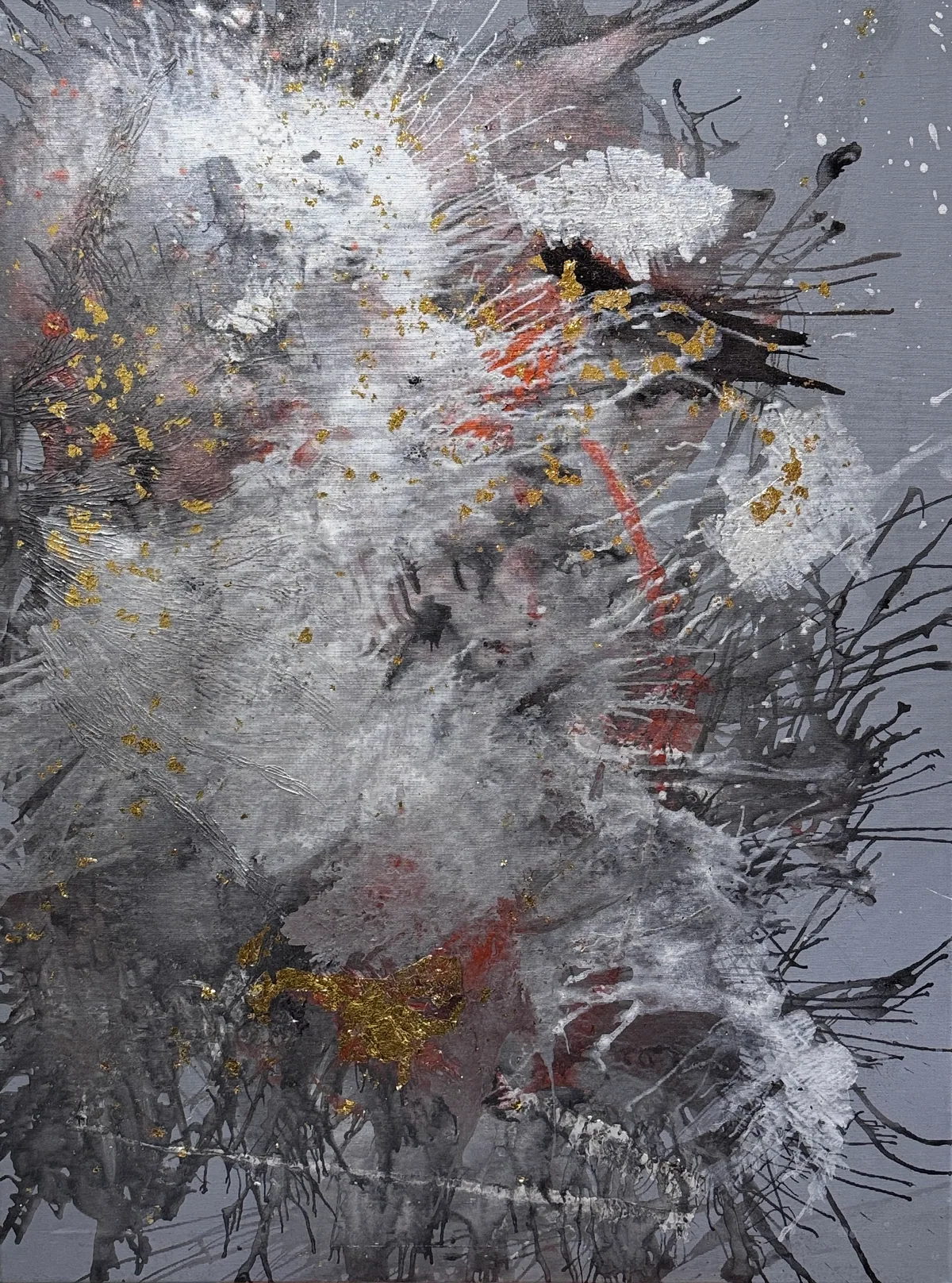 Origin of Light — original mixed-media artwork by Alyne Perfeito, 60 x 80 cm (23.6 x 31.5 in), Heart of Chaos series, 2025