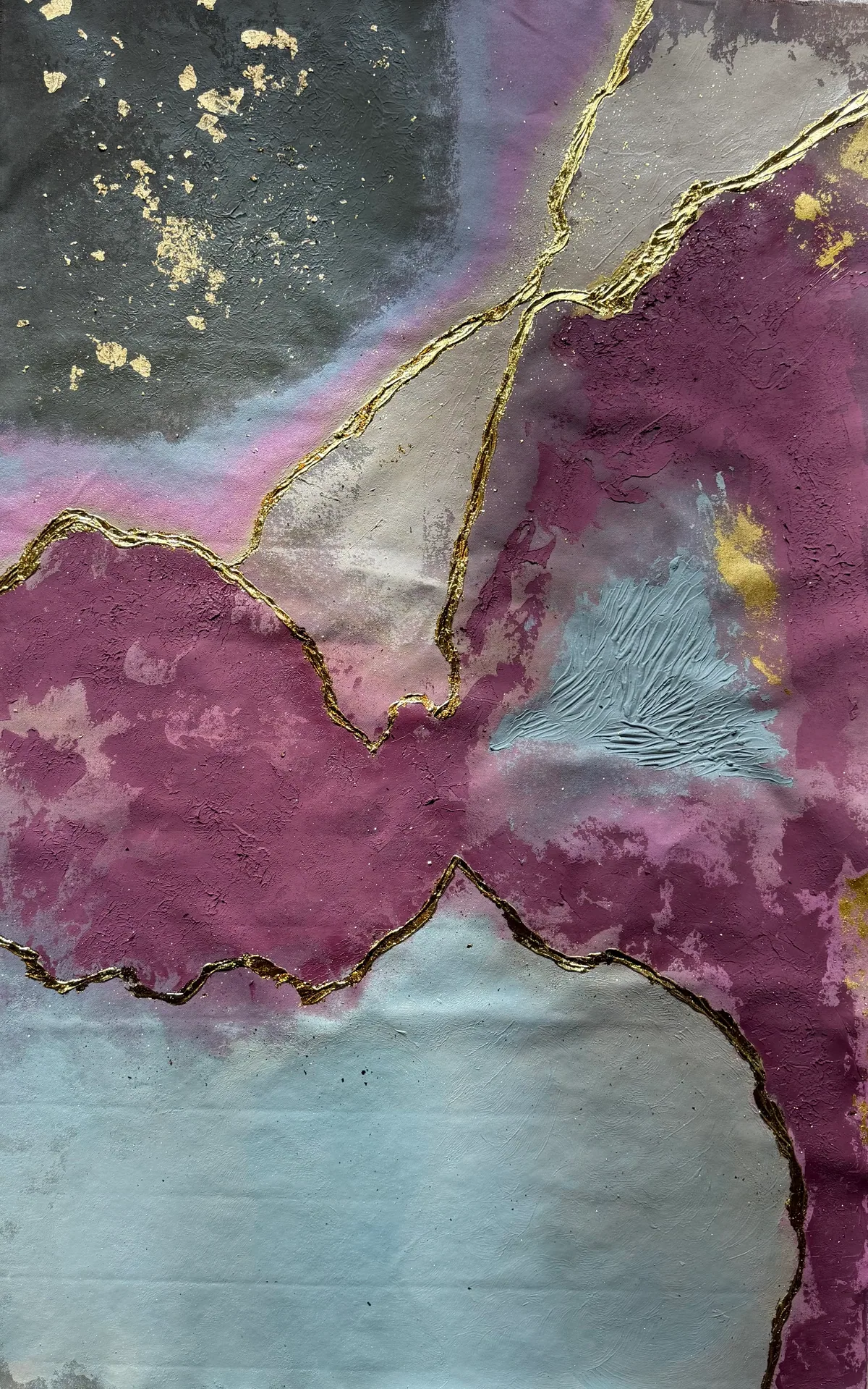 Quartz Seam — original mixed-media artwork by Alyne Perfeito, 98 x 152 cm (38.6 x 59.8 in), Terra & Ether series, 2026