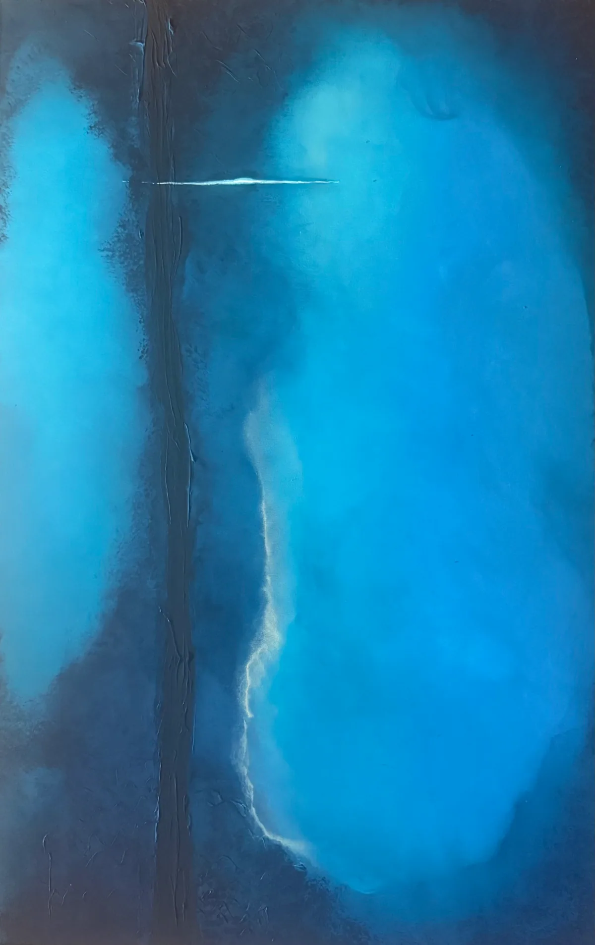 Veil of Light — original mixed-media artwork by Alyne Perfeito, 70 x 110 cm (27.6 x 43.3 in), Luminous Rebirth series, 2026